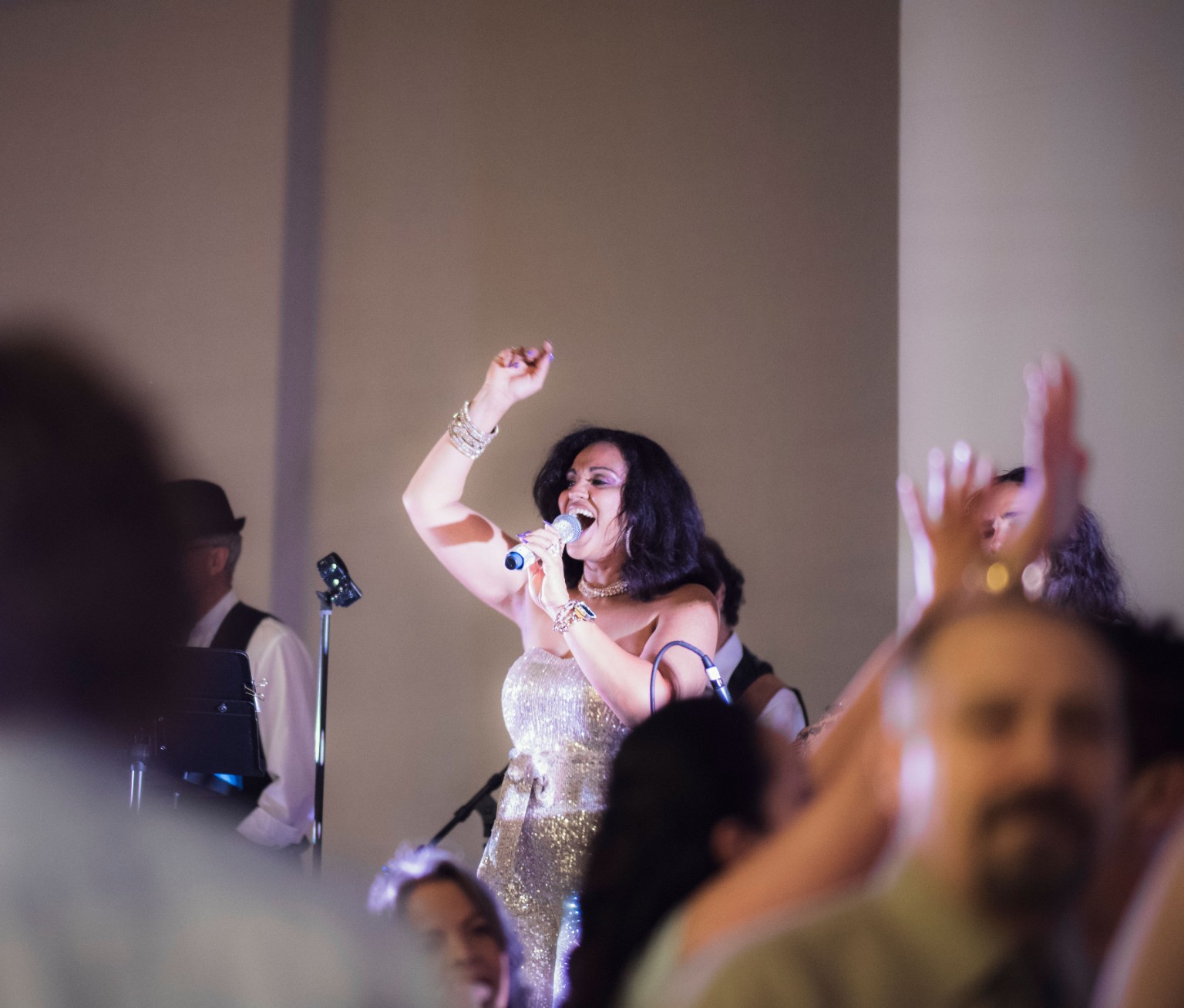 Vocalist performing at a live event